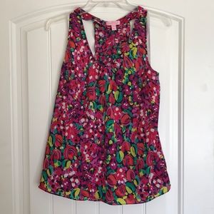 Lilly Pulitzer floral tank top with ruffle detail